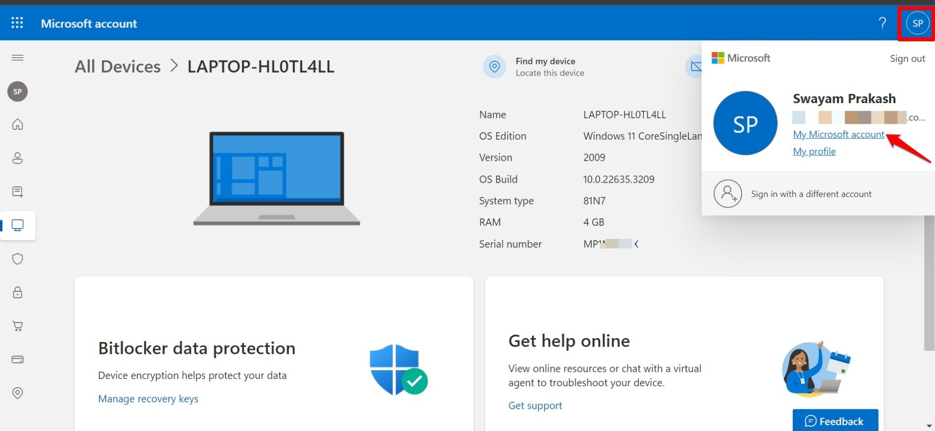 我的 microsoft 帐户