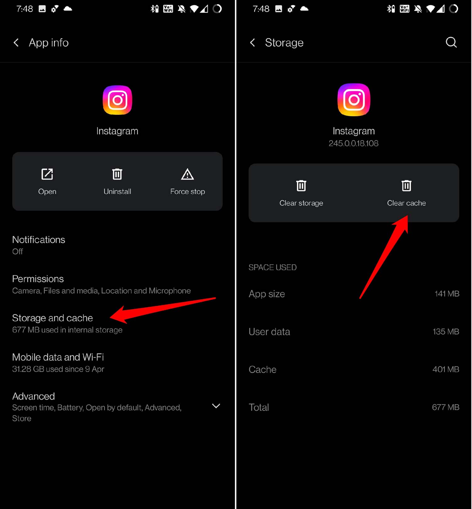 instagram-cache-clear